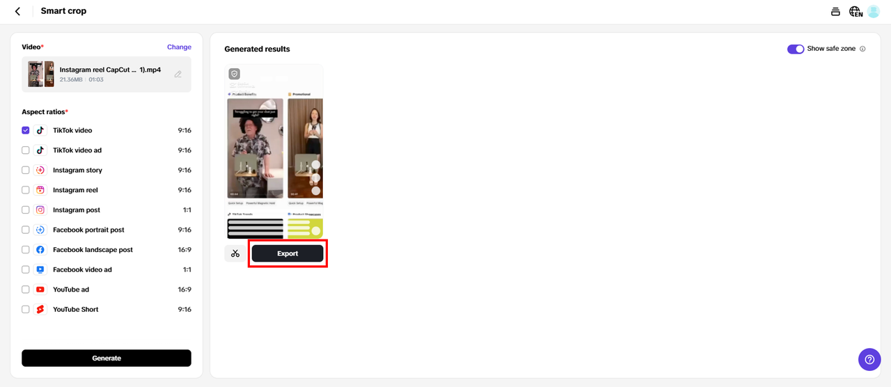 Export & share video