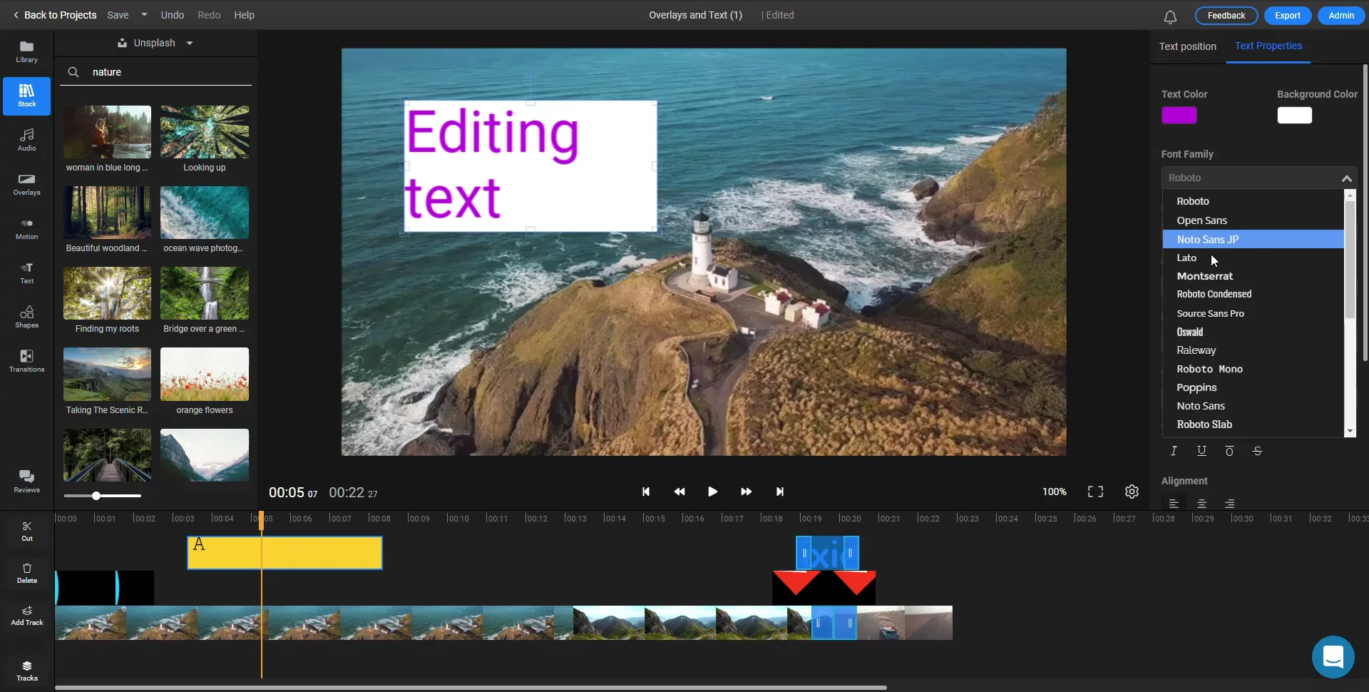 Interface of Flixier - the reliable tool for text writing on videos