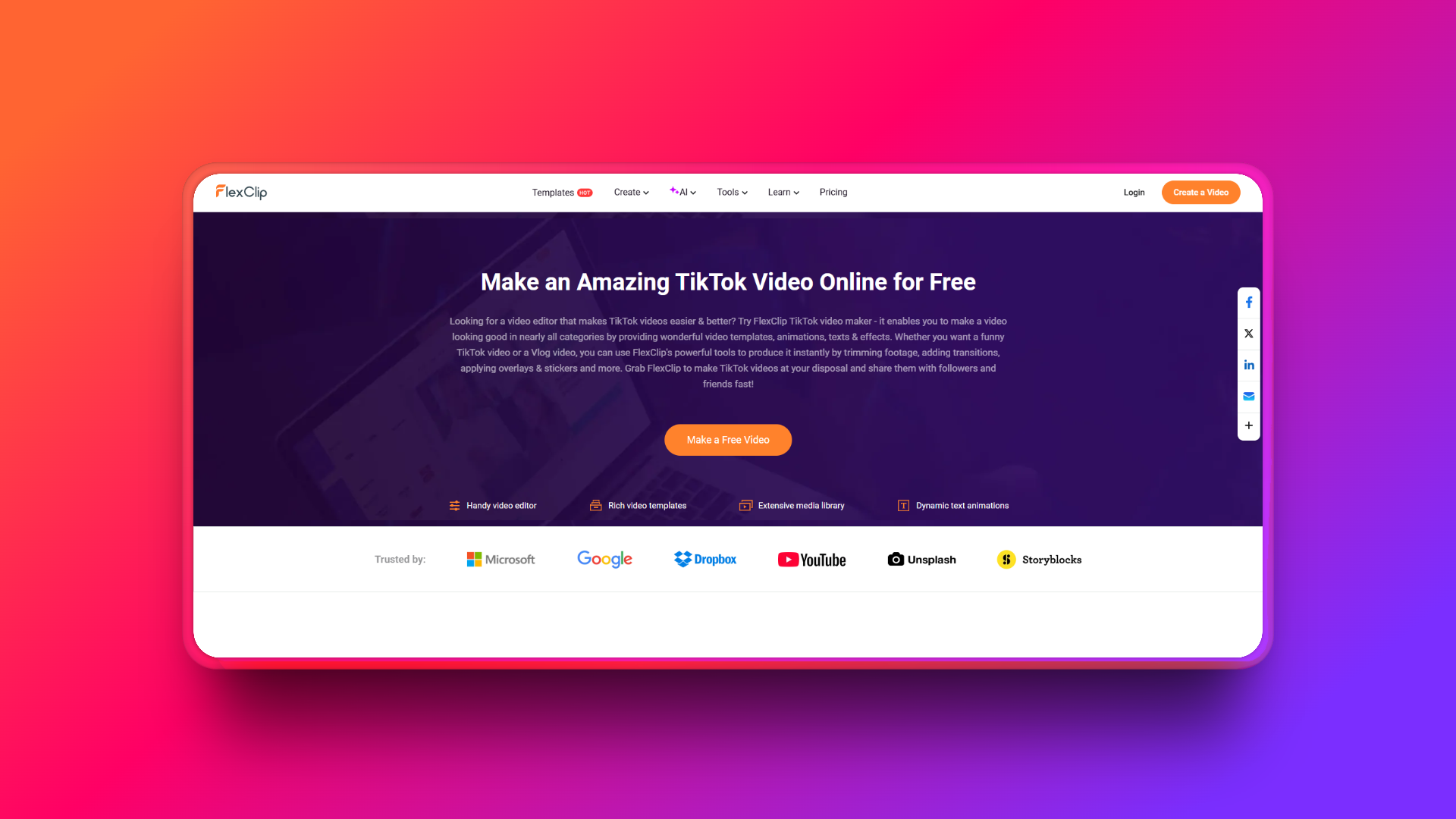 FlexClip's TikTok video editor