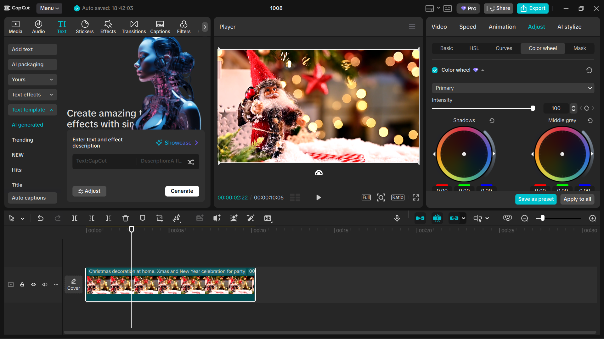 Interface of the CapCut desktop video editor
