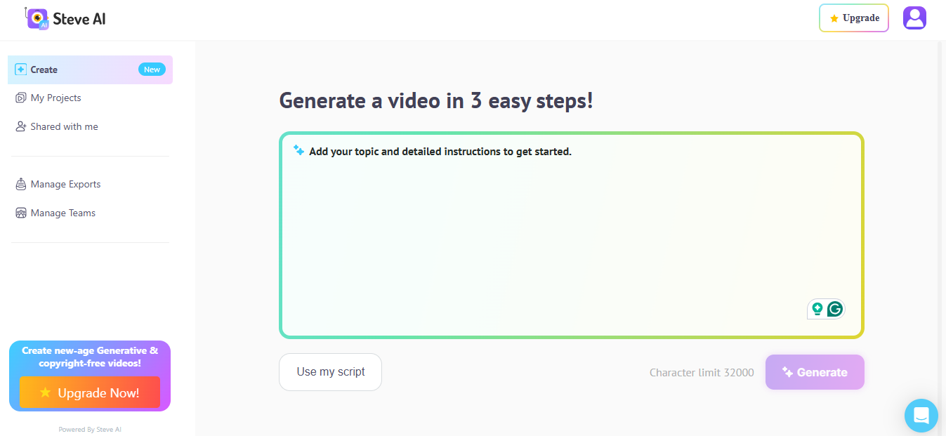 Steve AI audio to video