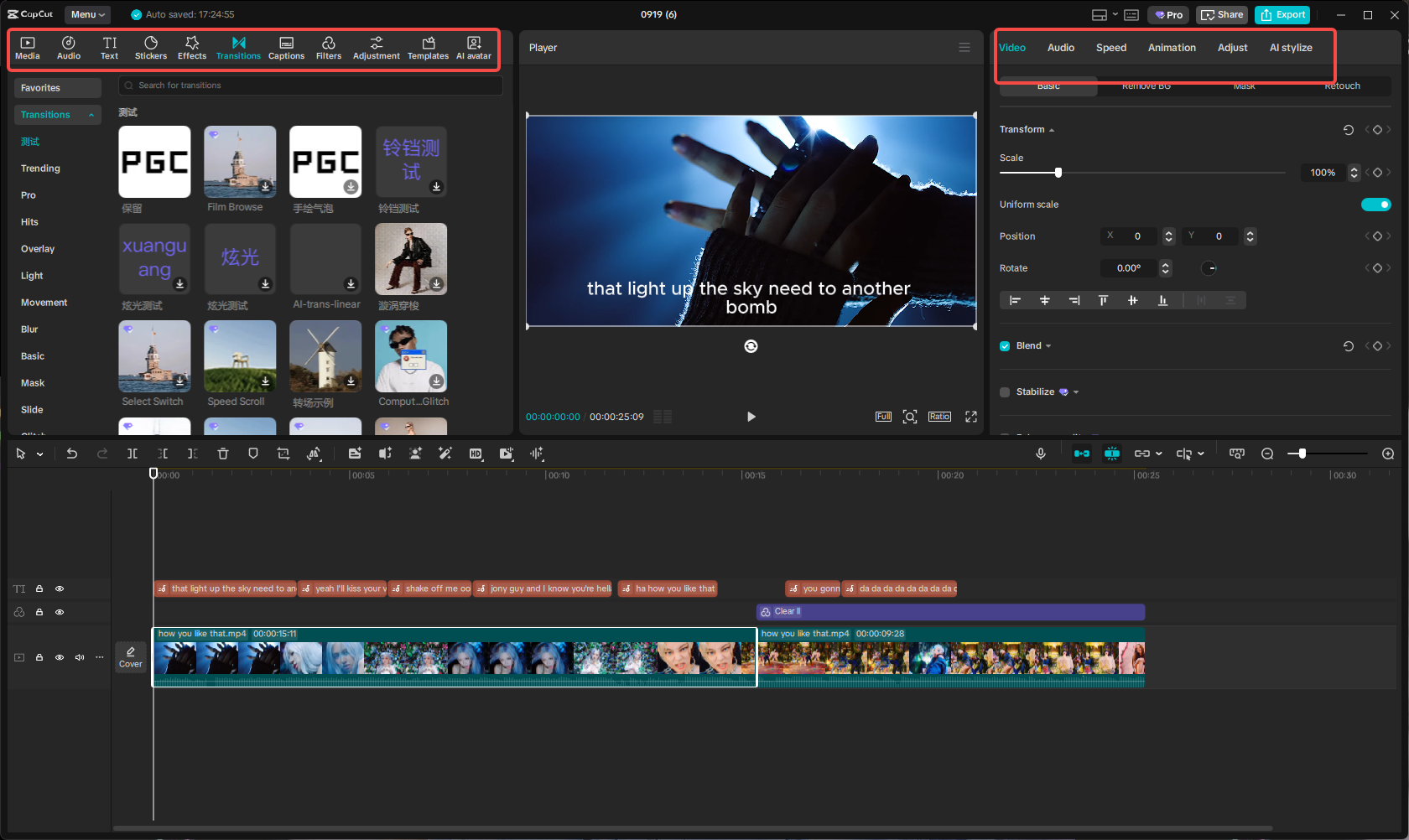 Effekt hinzufügen und das Video verbessern