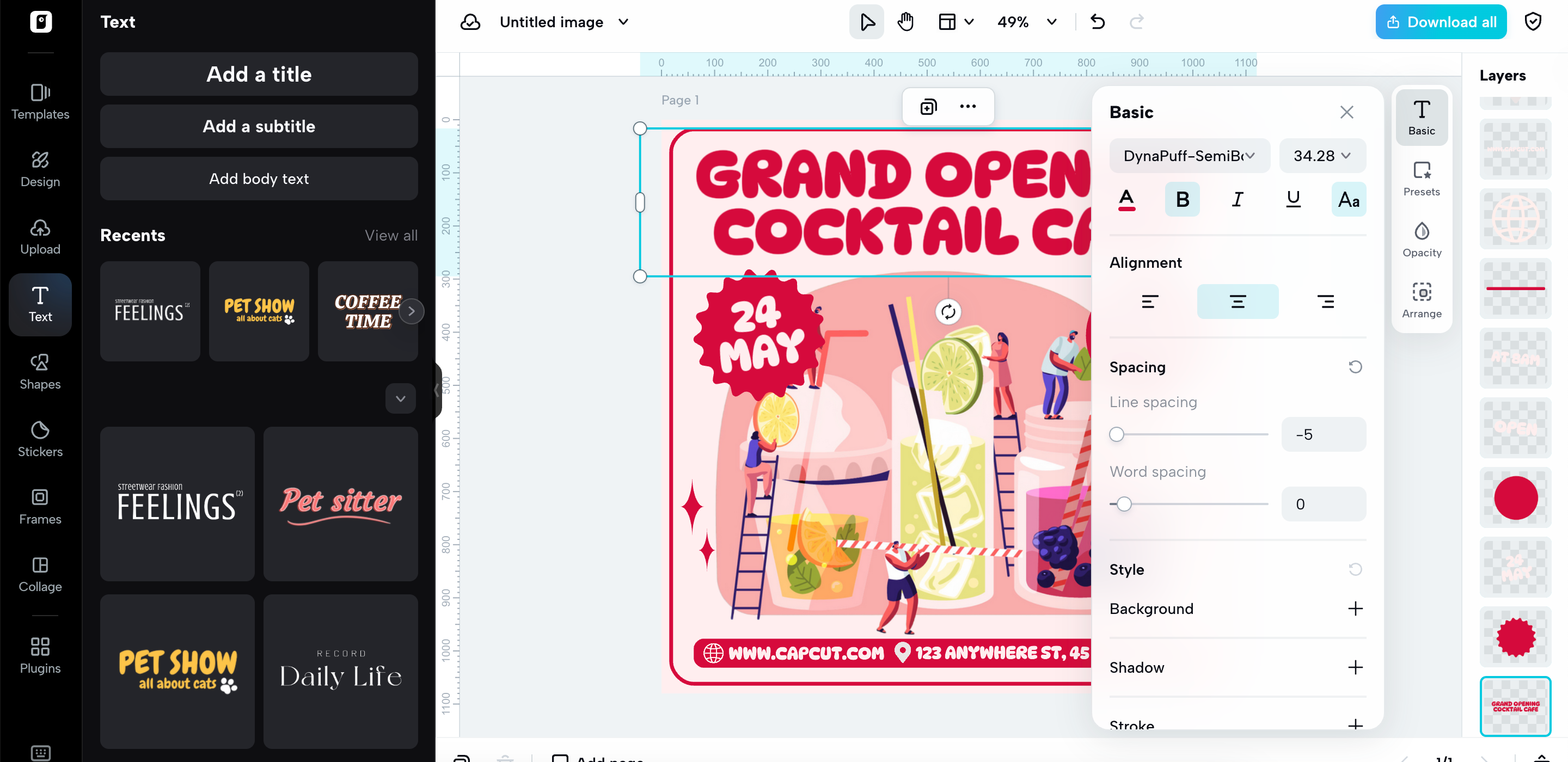 Predefinições de texto personalizáveis