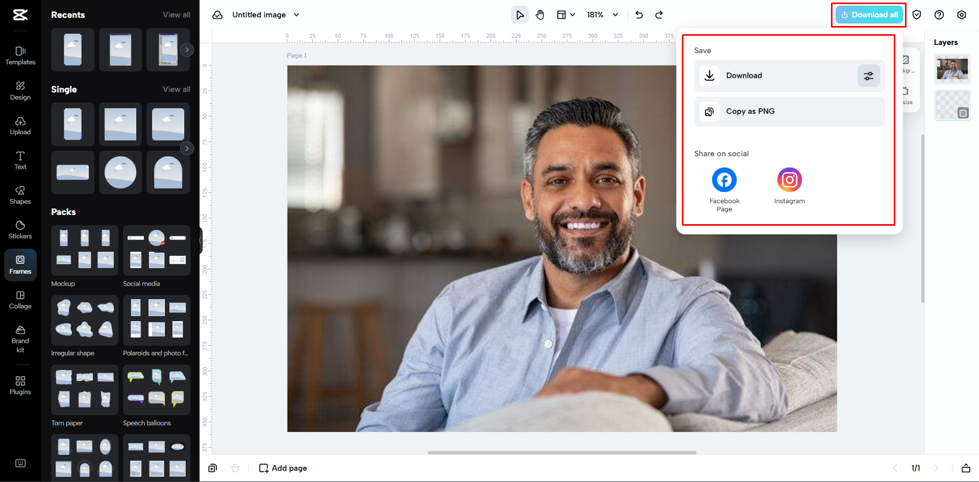Exporting the image from CapCut Web