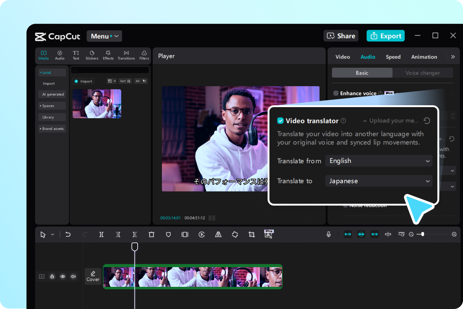 Dub in minutes with AI dubber