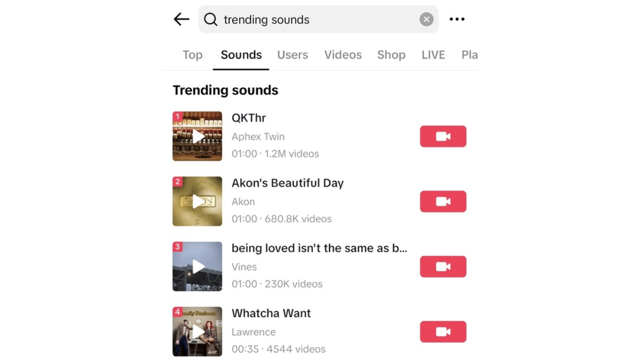 Trending music and sound in TikTok