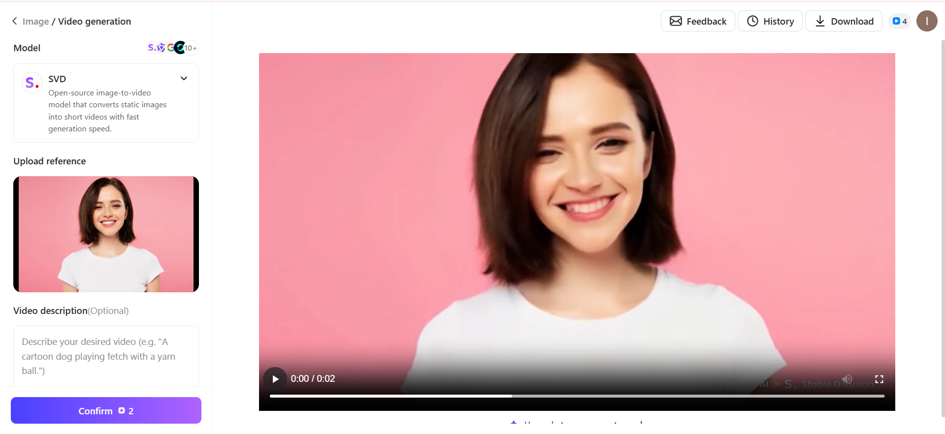 Monica - the ideal AI animated image generator