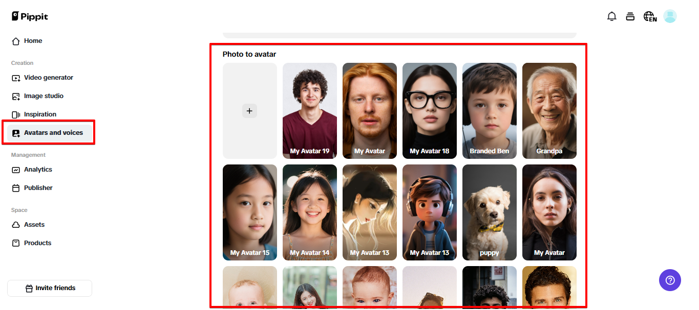 AI avatars in Pippit