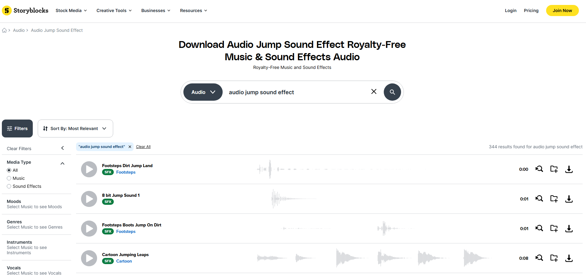 Інтерфейс Storyblocks