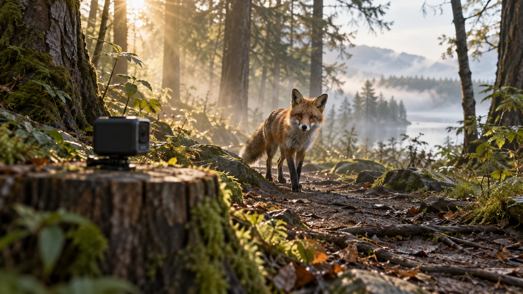 Trail-Camera Wildlife Story example for everygen ai video generator