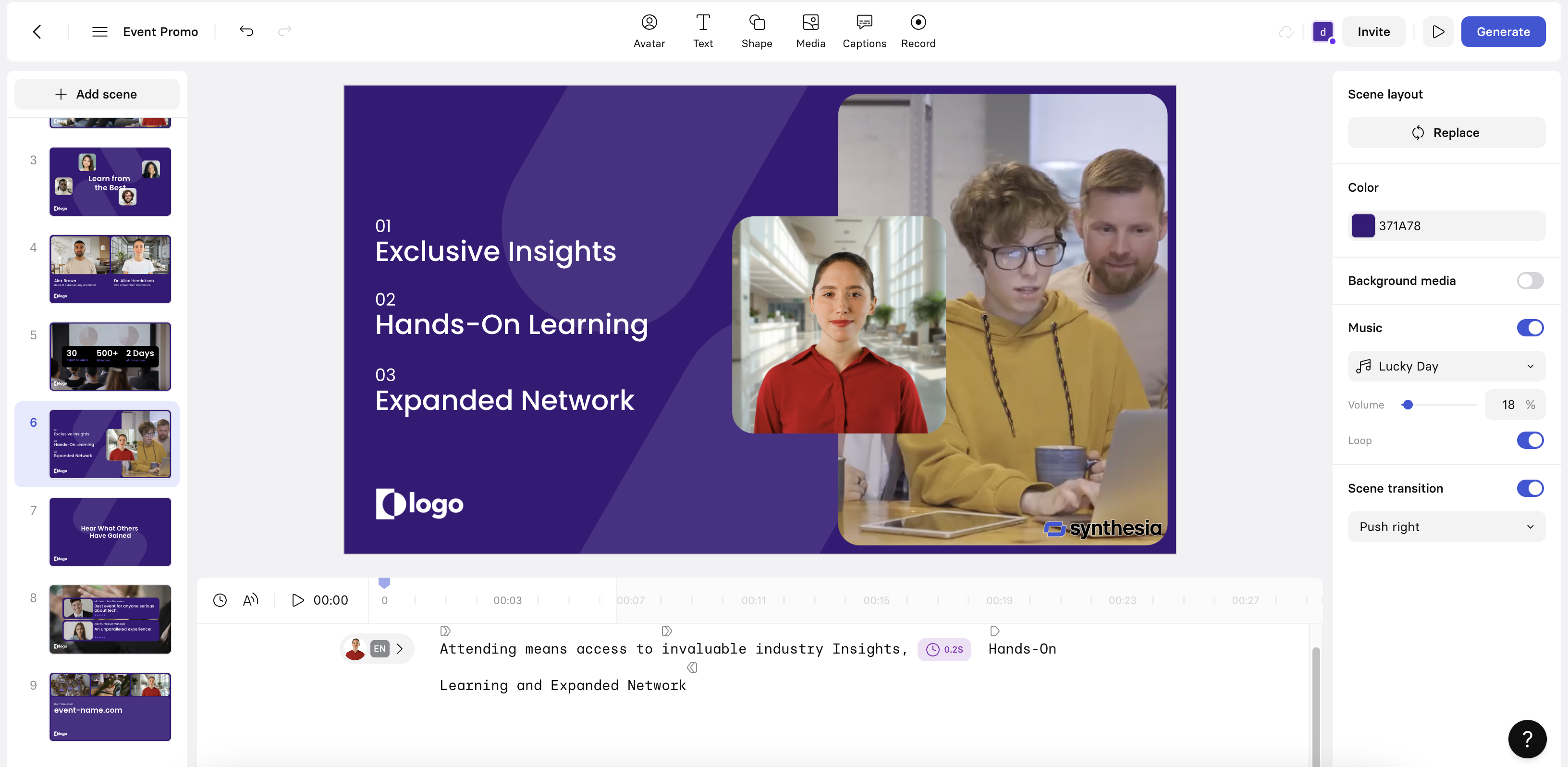Synthesia free AI video editor