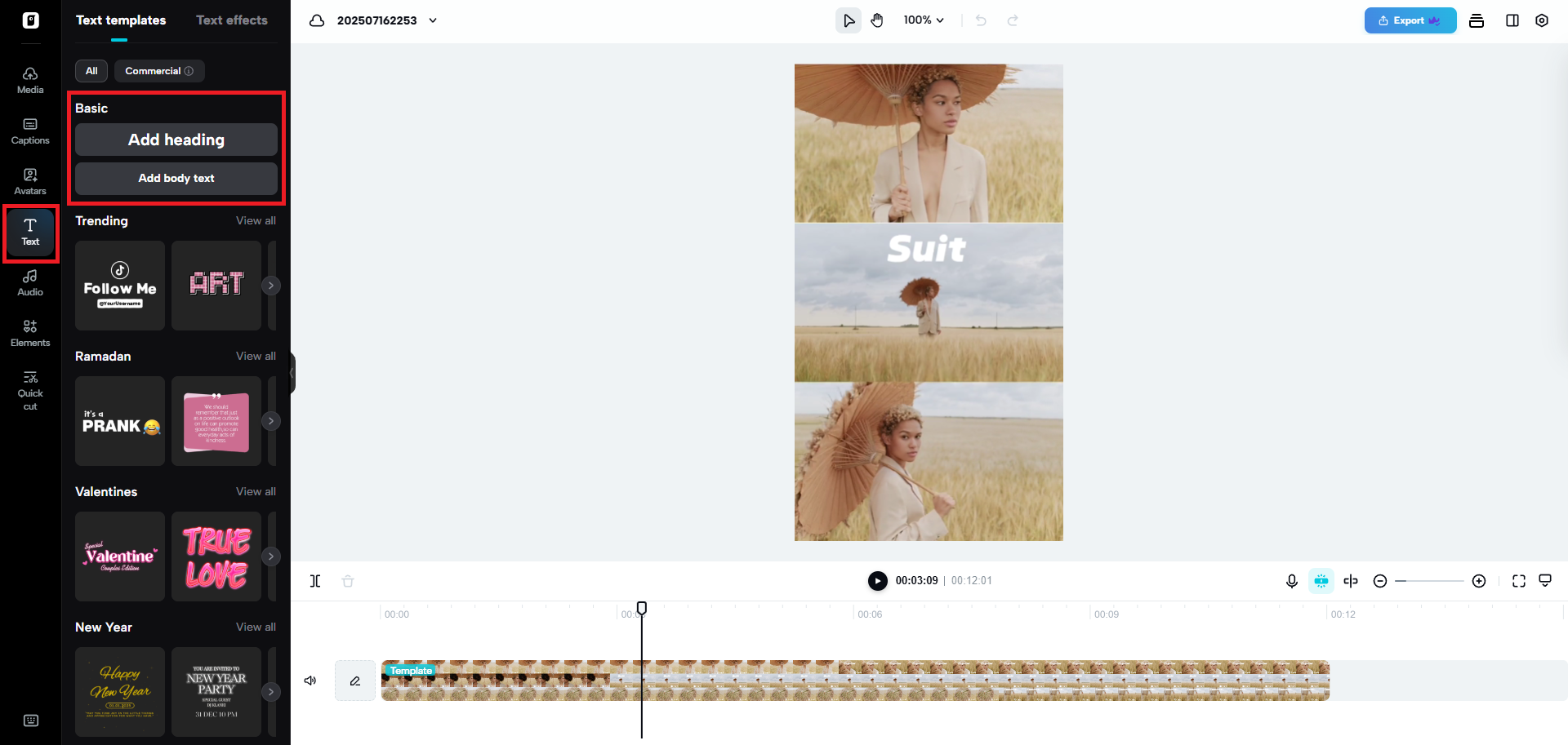 Text, sticker & shape customization