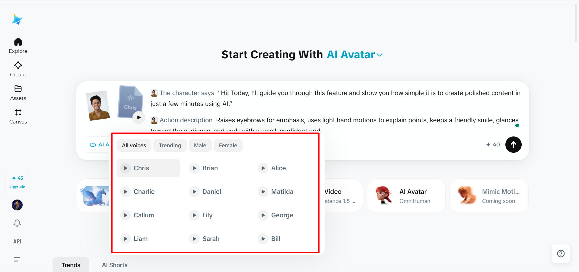 Create a talking avatar AI with voice
