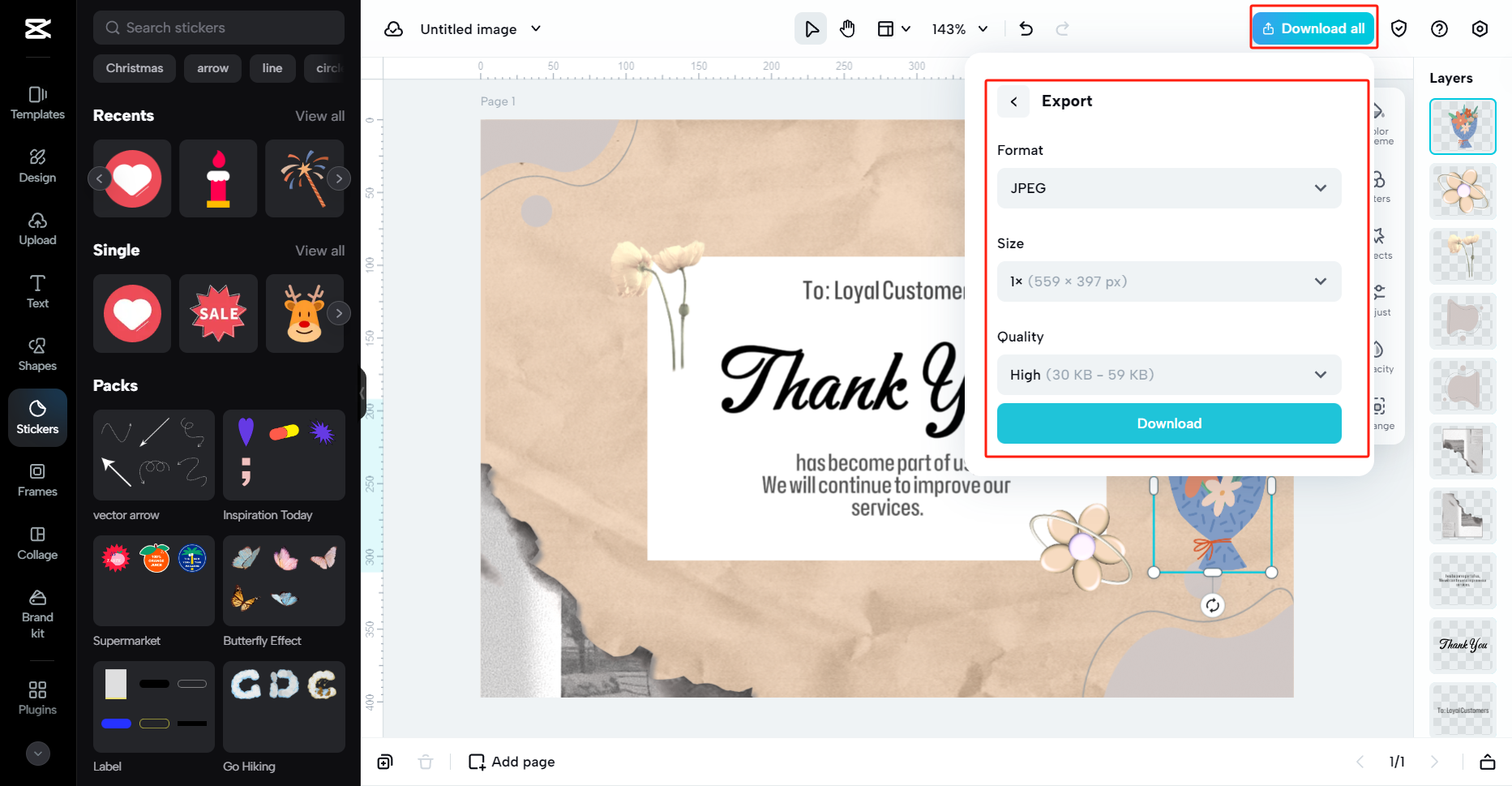 Export and share