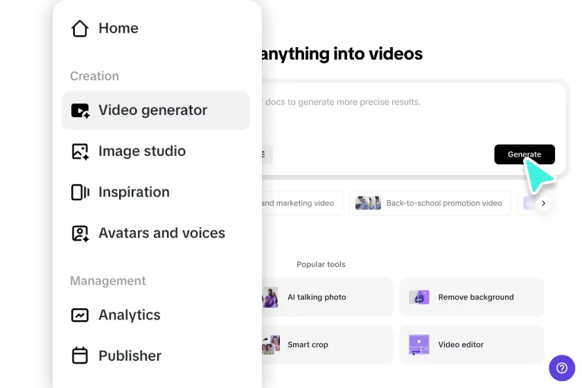 Access the Video generator