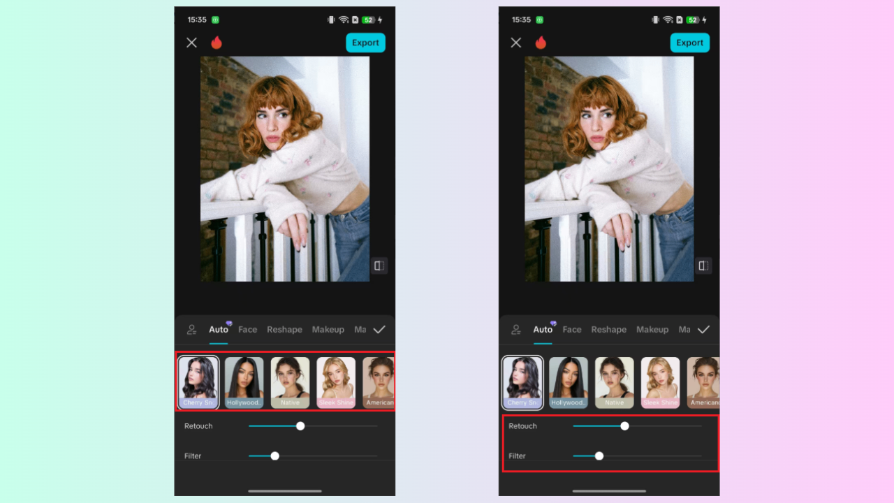 Apply auto enhance presets