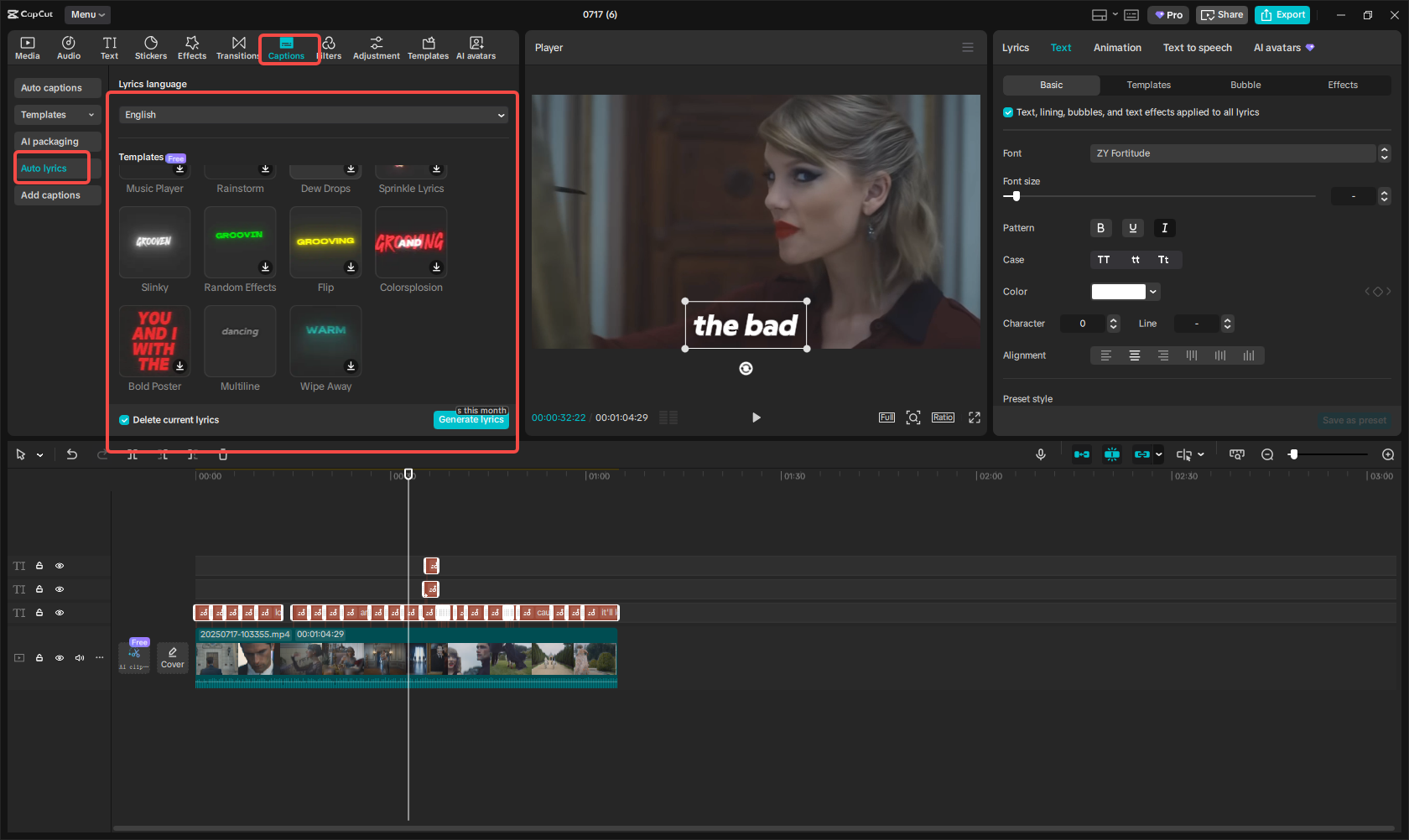 צור מילים עבור הסרטון