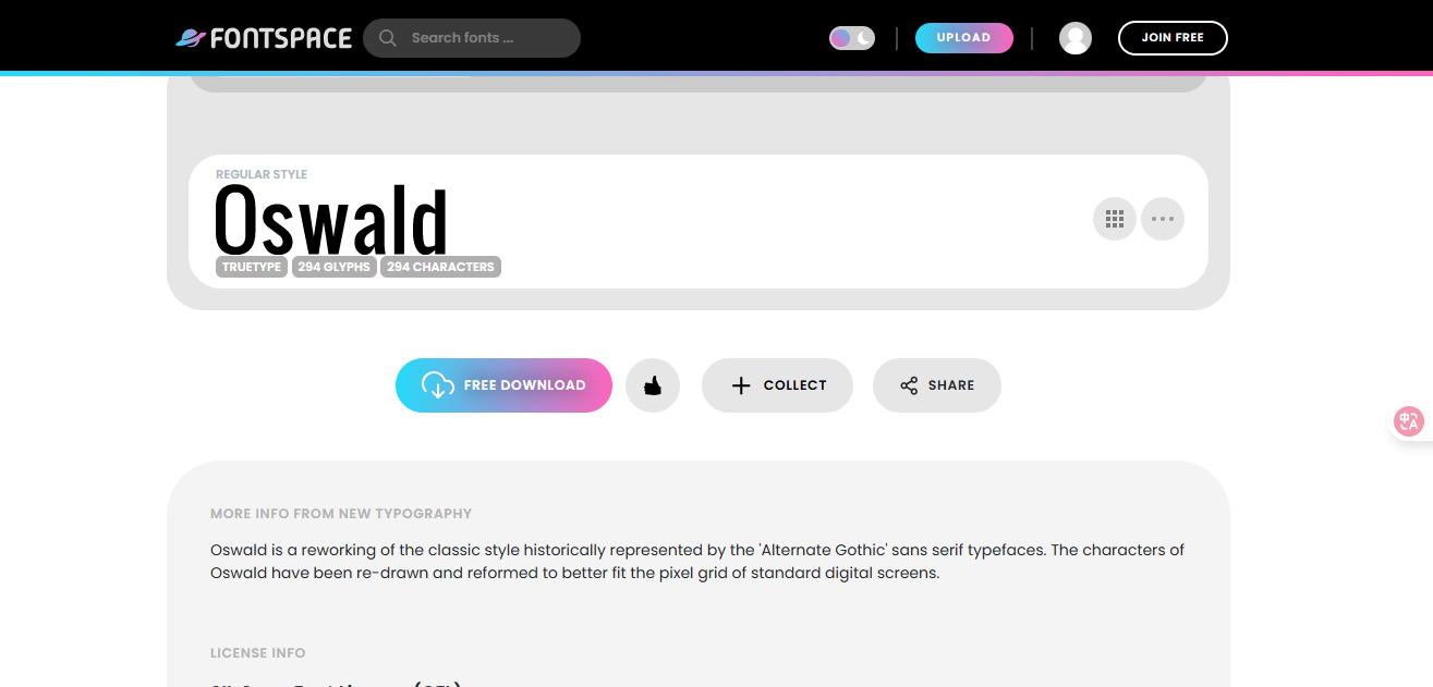 FontSpace Oswald font