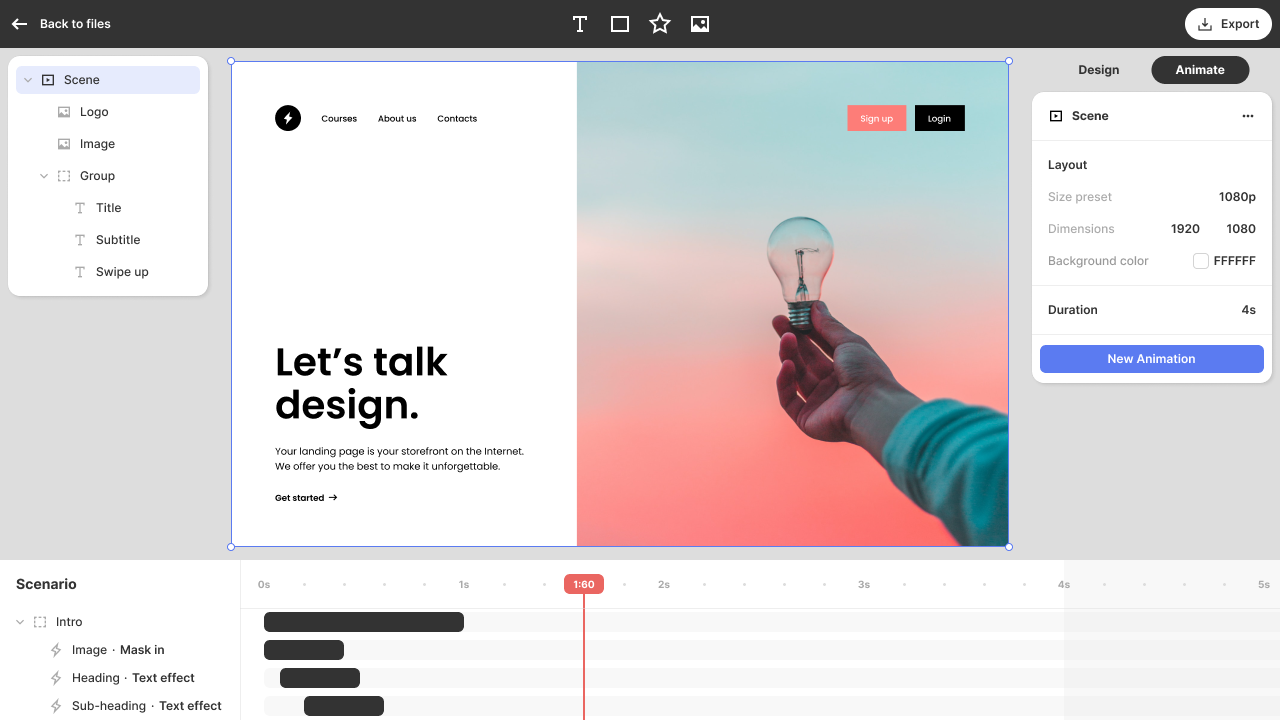 Interface of Jitter - the perfect software for easy motion graphics