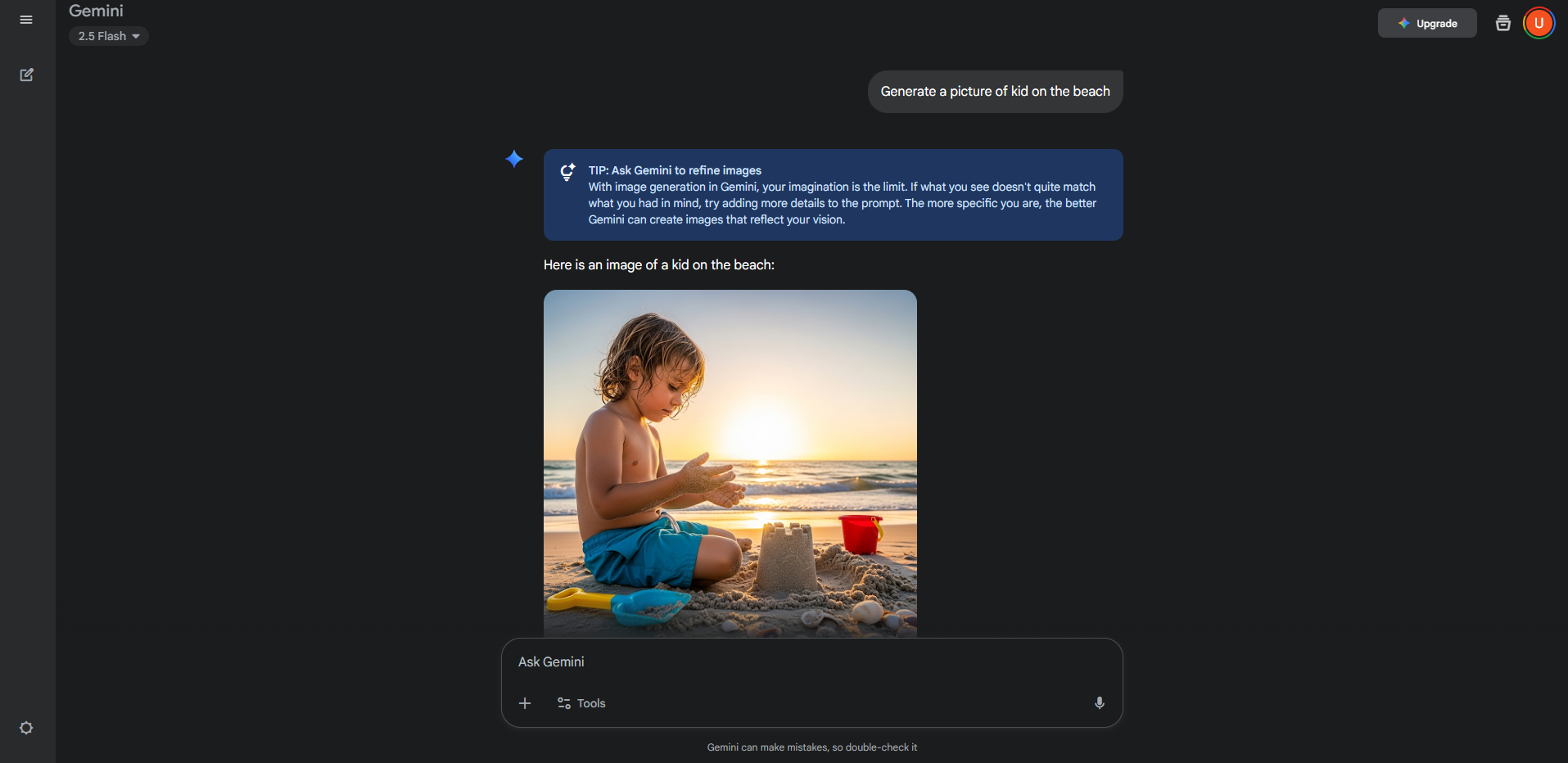 Interface of Imagen - a free online AI image generator from text