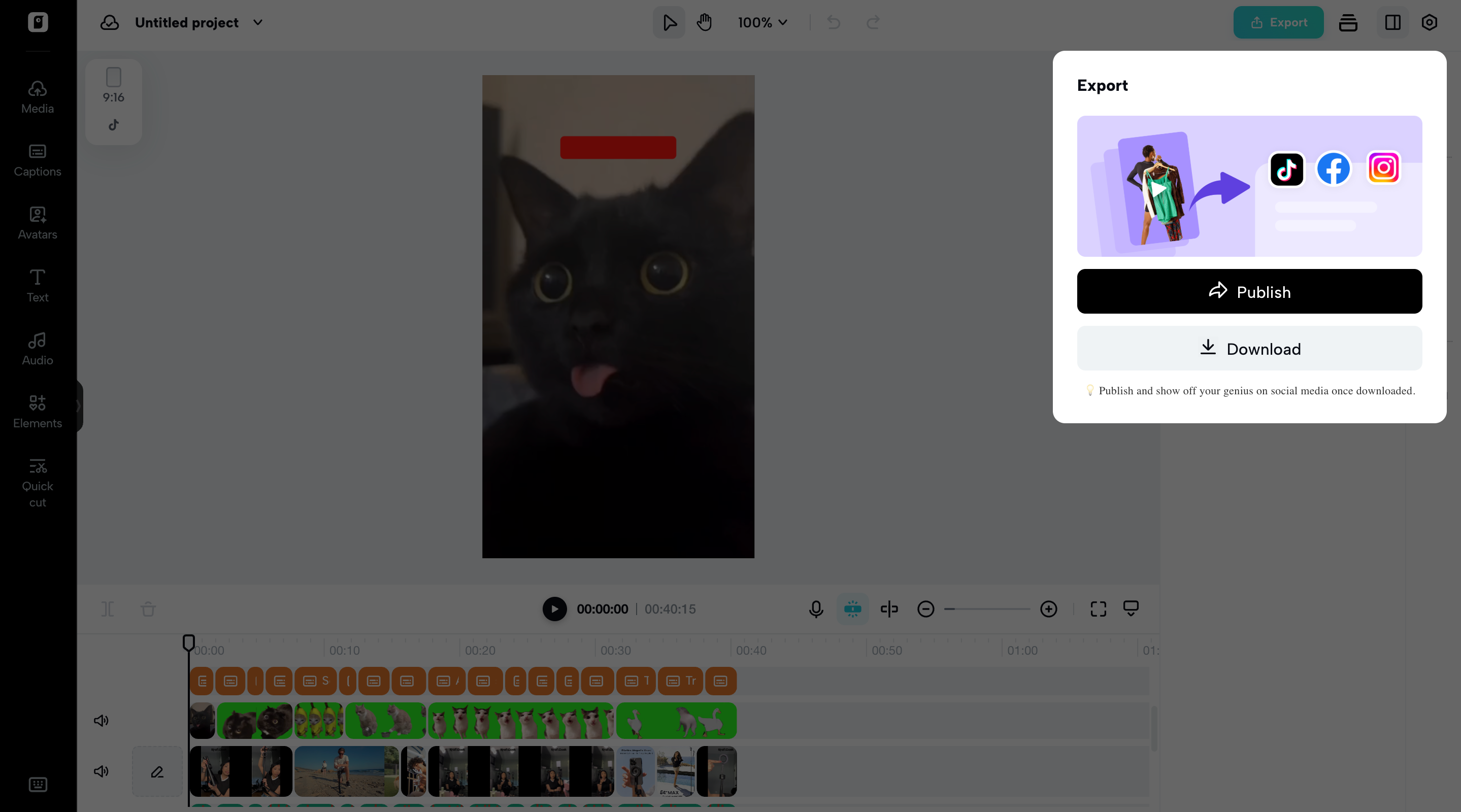 I-export ang mga video mula sa Pippit