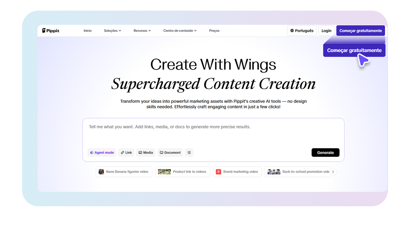 Cadastro e login Pippit