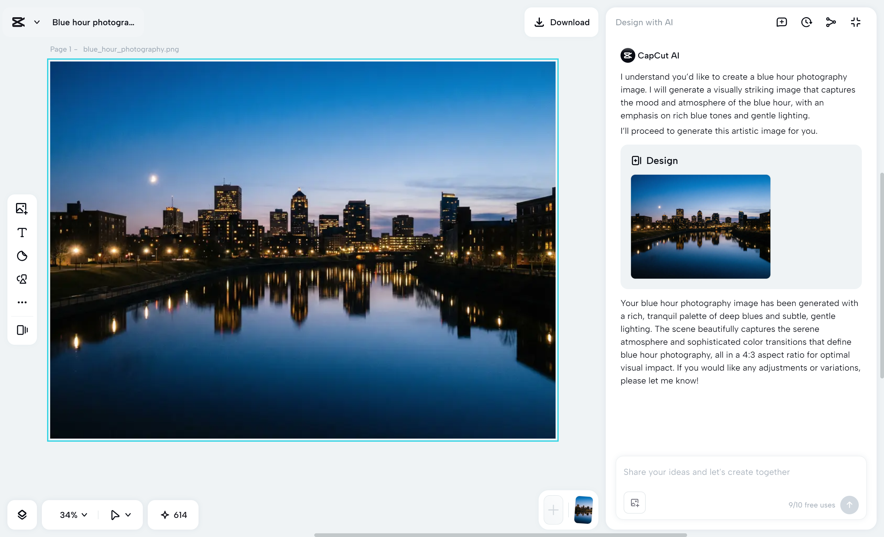 CapCut desktop video editor - a fantastic tool used for applying blue hour photography effects to your images