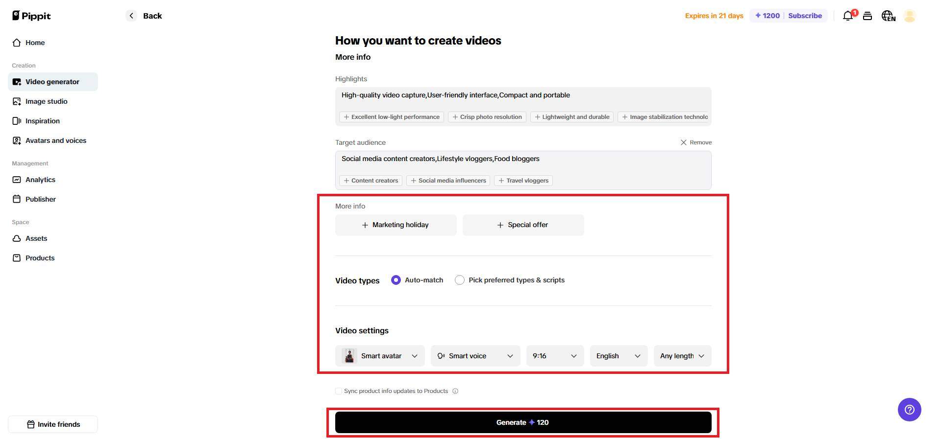 Generate your video