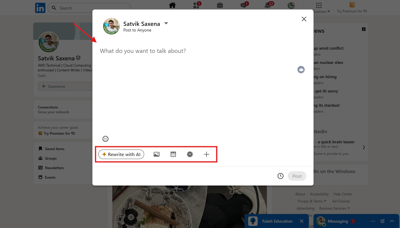 Add text, hashtags to your post