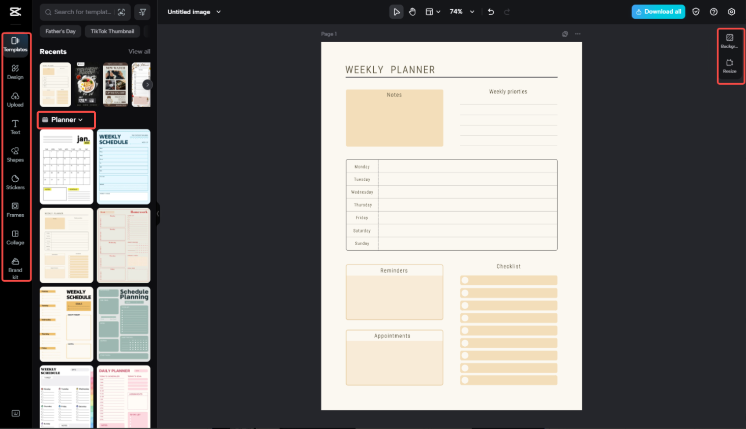 Edit the planner with rich features