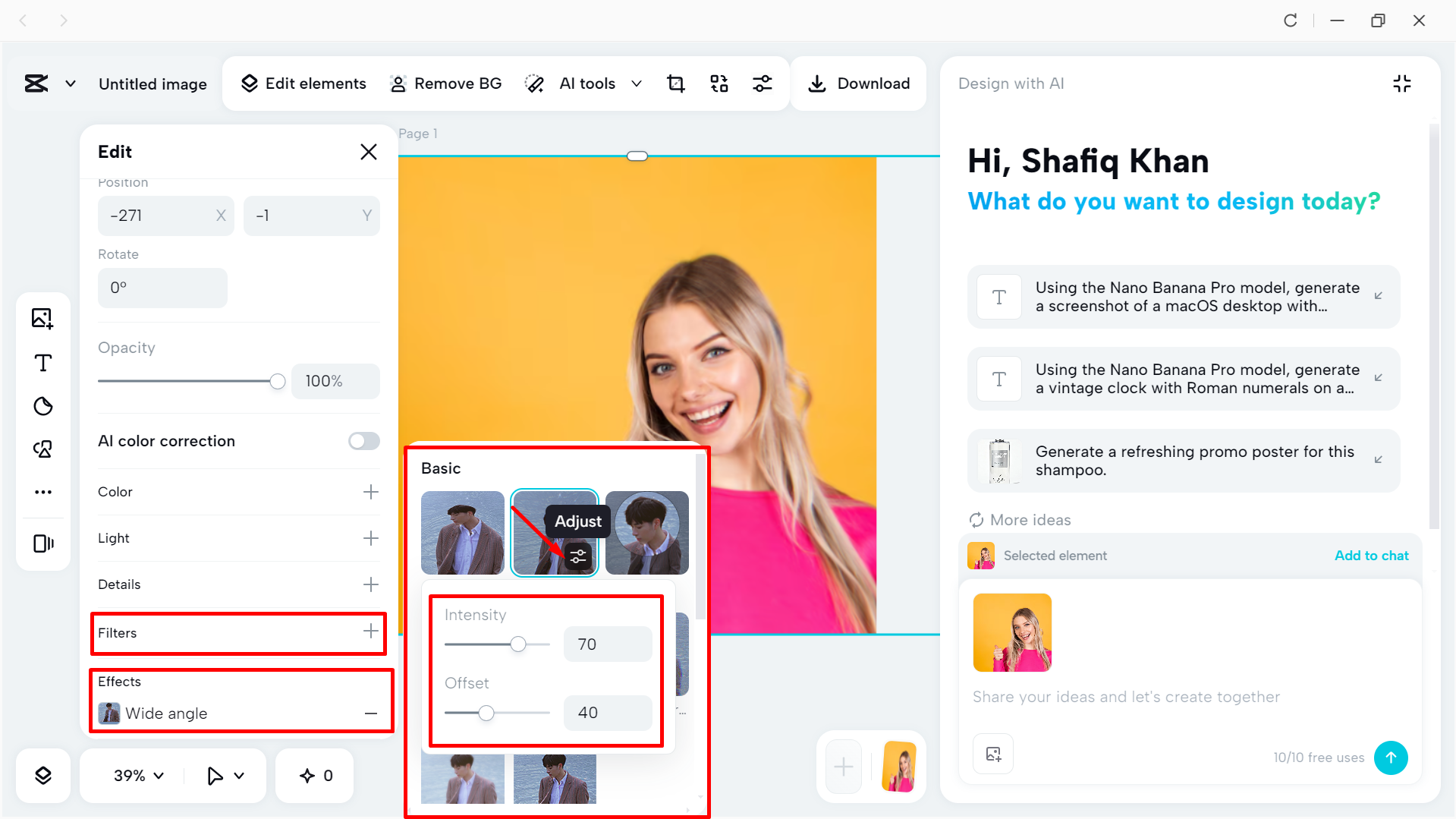 Adding chromatic aberration effect using CapCut