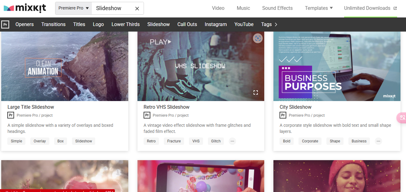 Mixkit slideshow templates