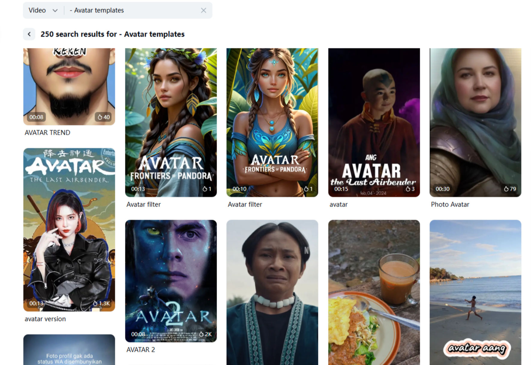 Avatar-style capcut template preview