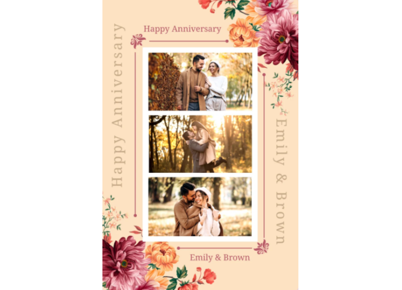 Romantic couple collage with pastel and floral accents
