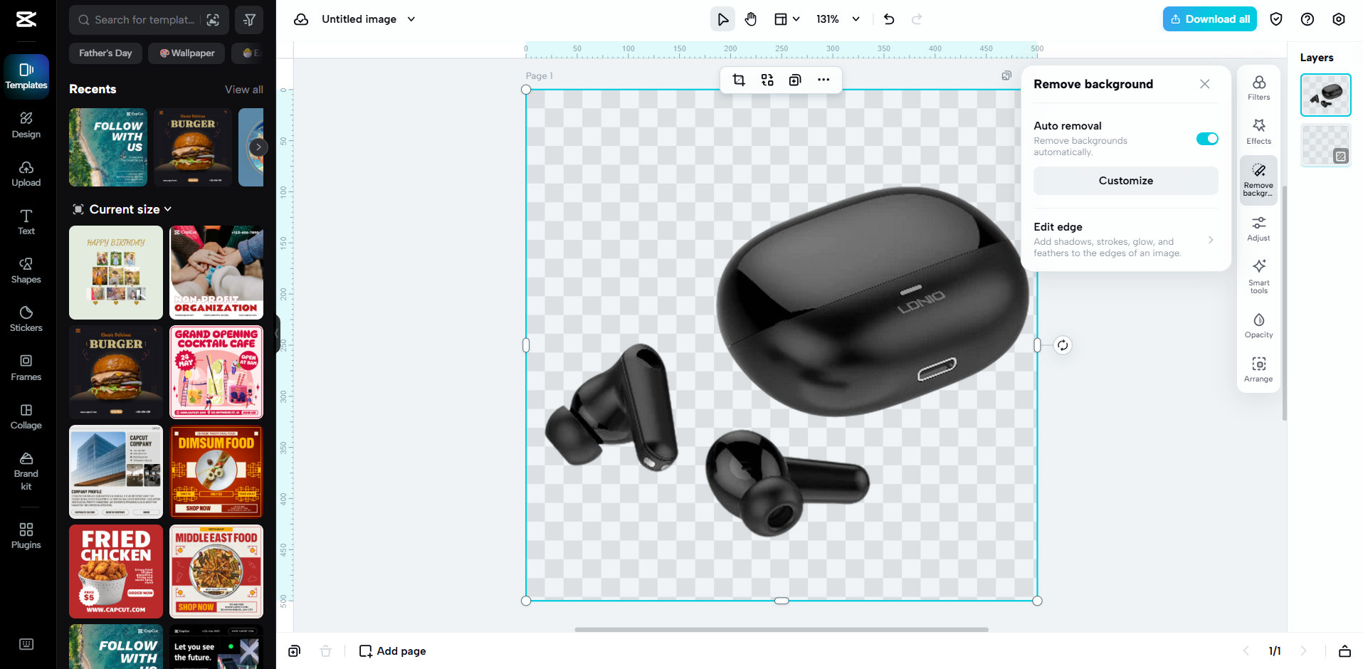 Interface de CapCut Web - une méthode facile pour supprimer l'arrière-plan des images