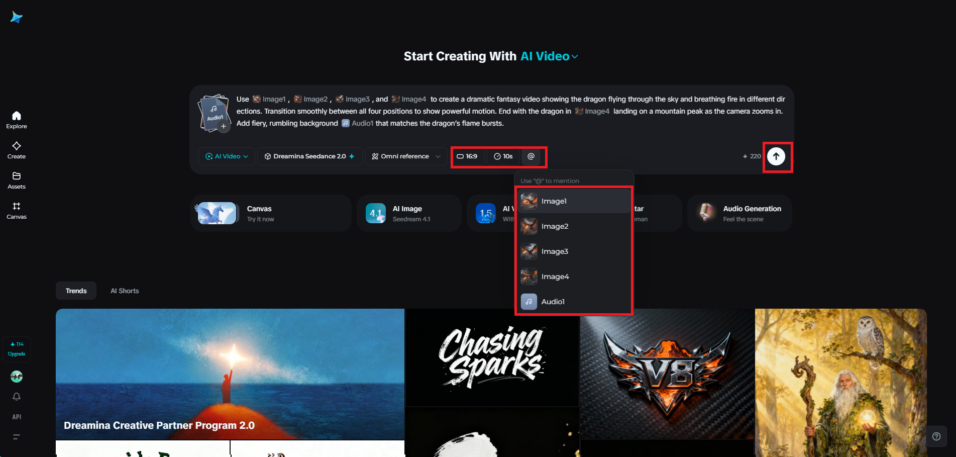 Write your prompt and apply settings