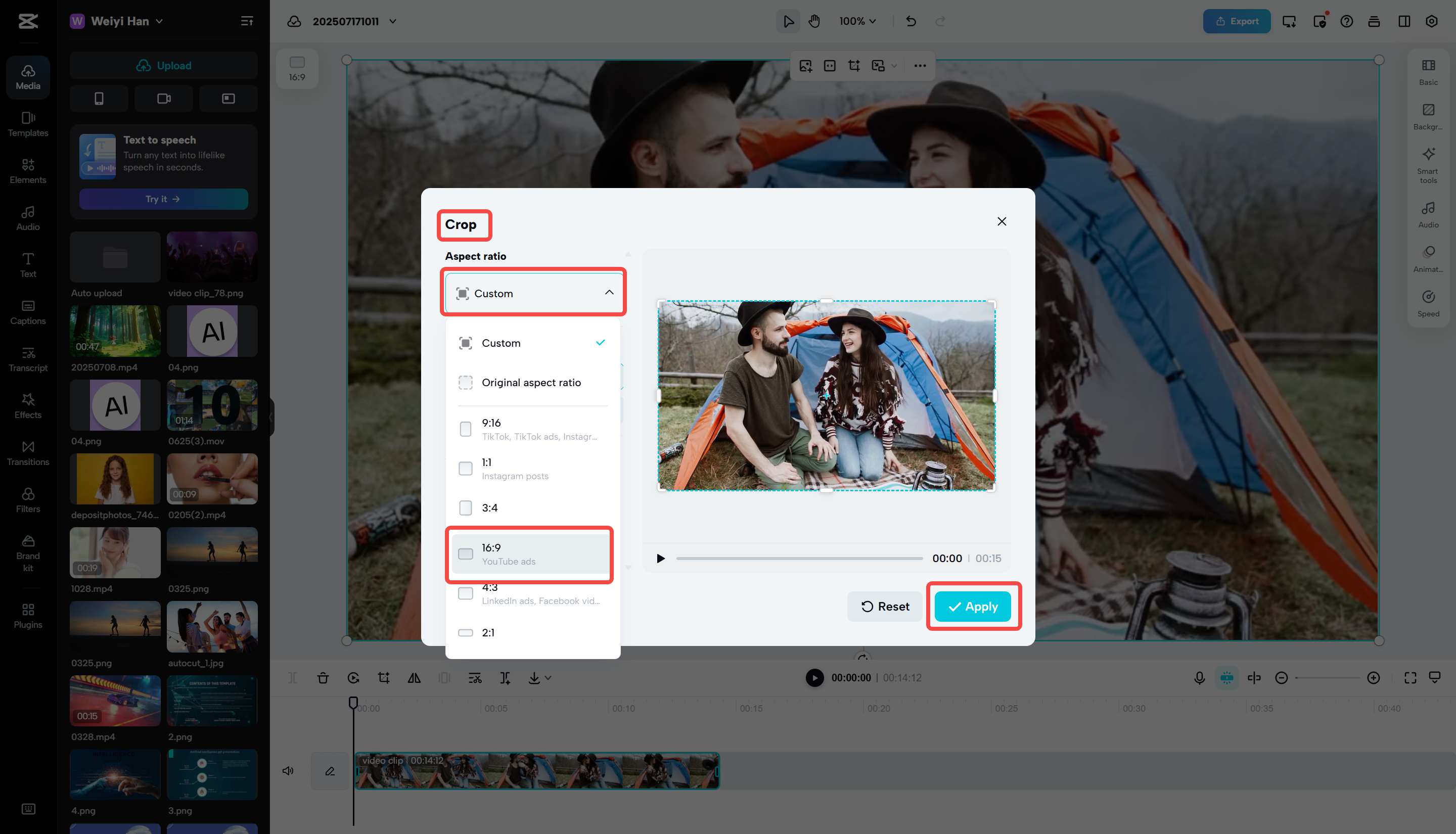 Editing your video on the CapCut Web