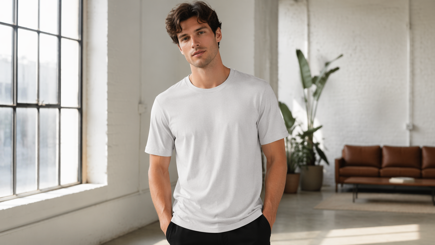 Virtuelles Dreamina-T-Shirt Probebeispiel 1: Einfarbiges weißes T-Shirt
