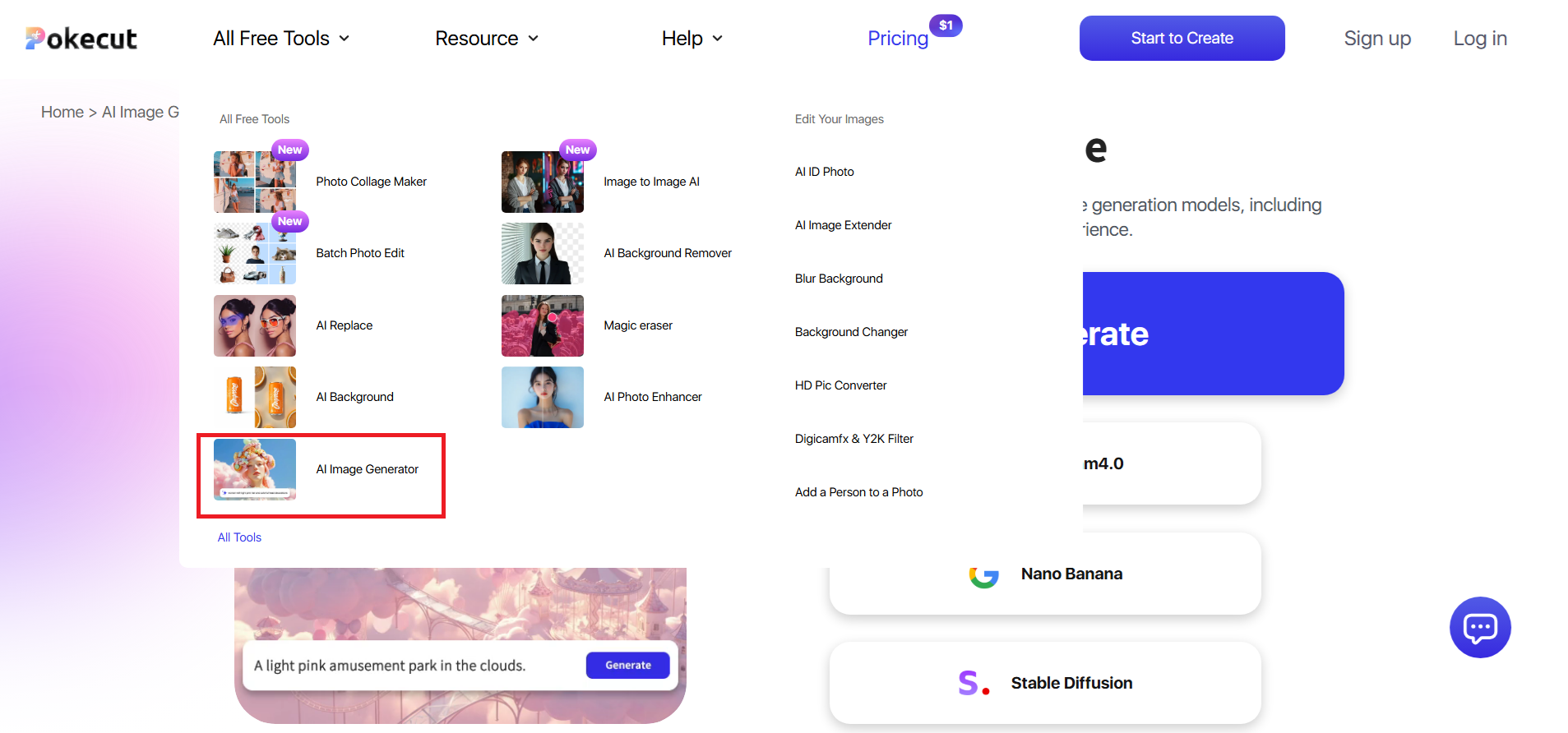 Open the AI Image Generator