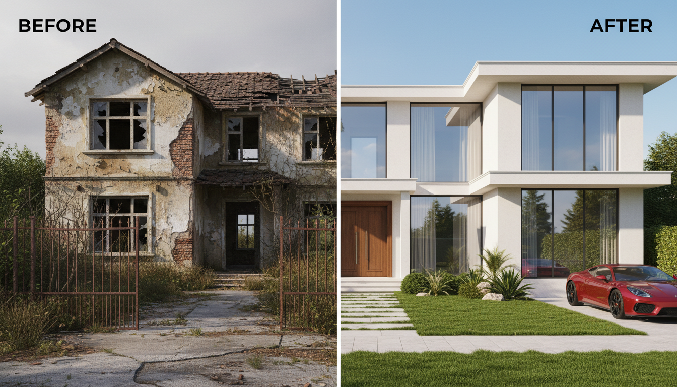 Before-and-after transformation