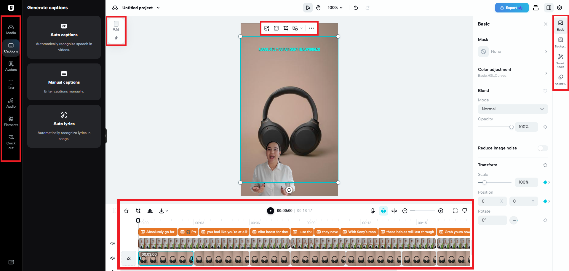 Pippit's edit more interface