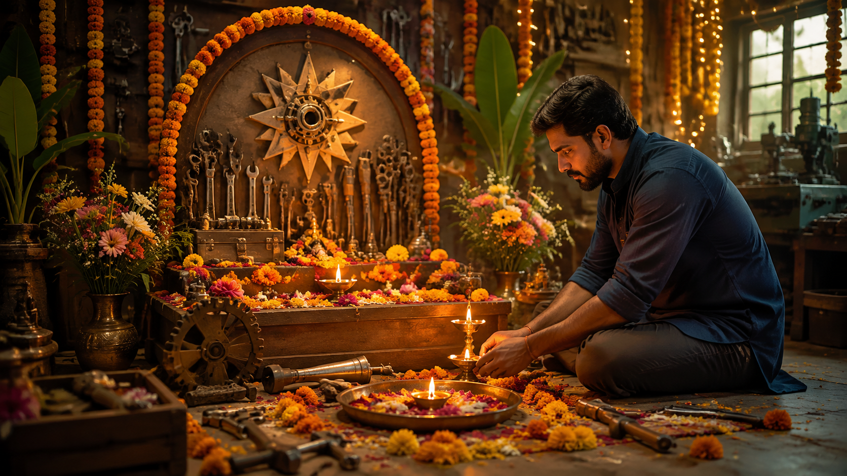 Vishwakarma Puja Ai Image Prompts hero image created for Dreamina