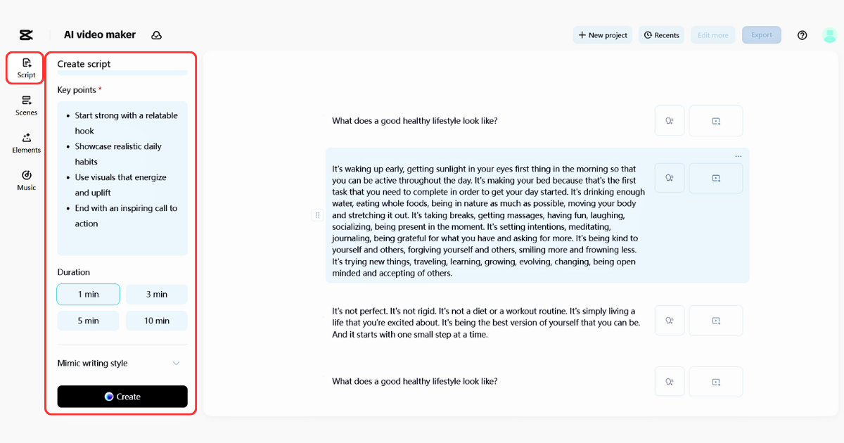 Ingresar o generar un guion