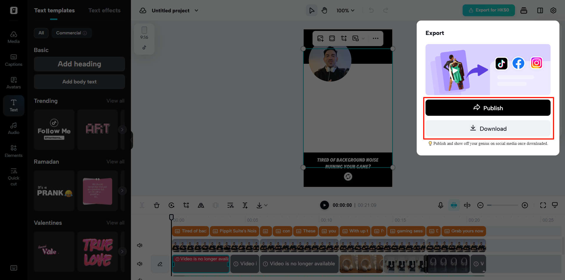 Export your video