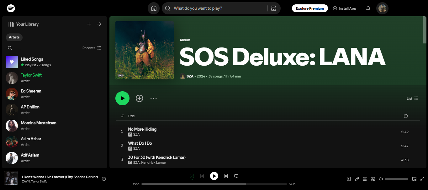 SOS Deluxe: LANA by SZA –  known as the most listened album on Spotify