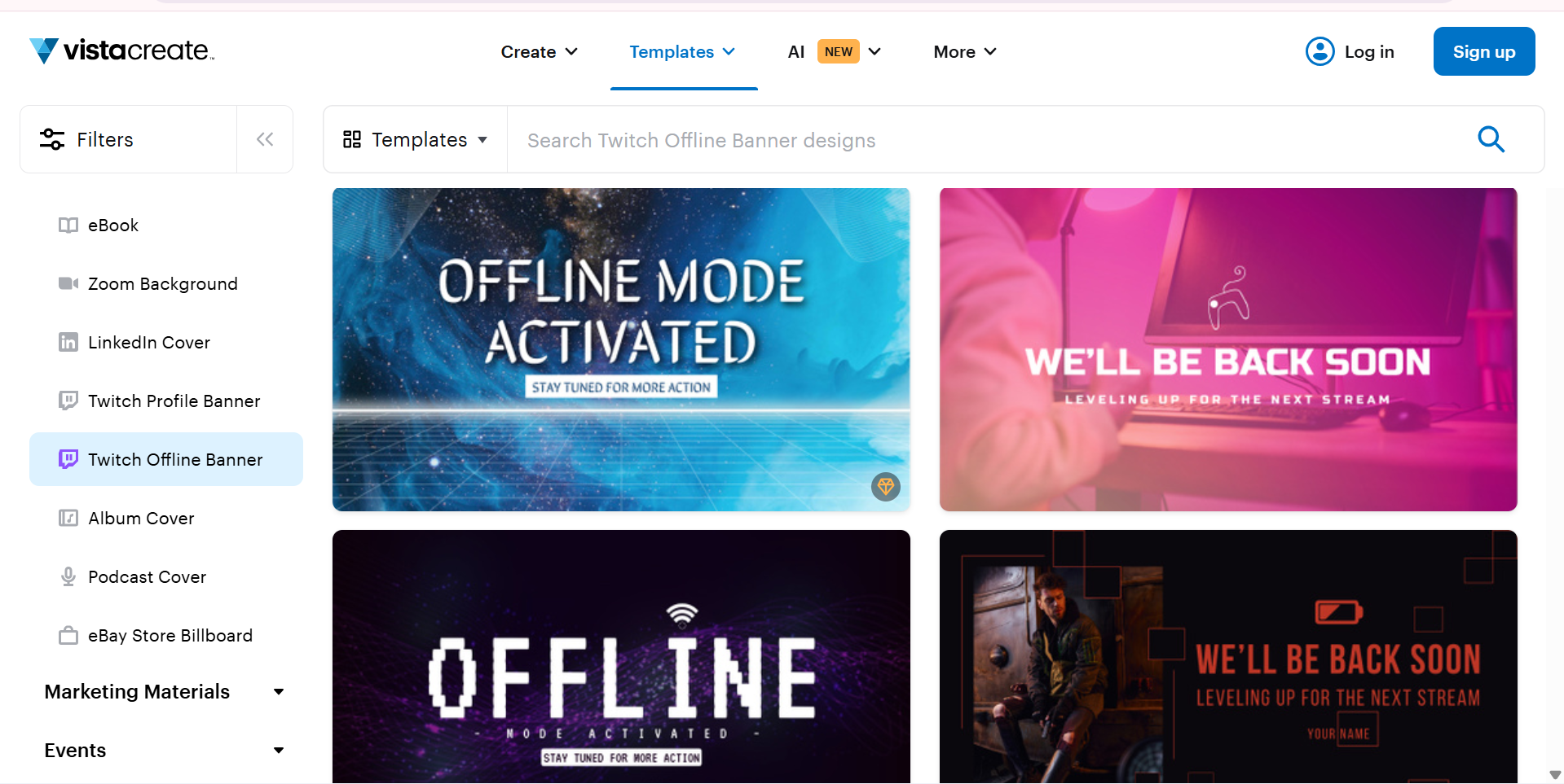 VistaCreate - the popular platform to get Twitch banner templates