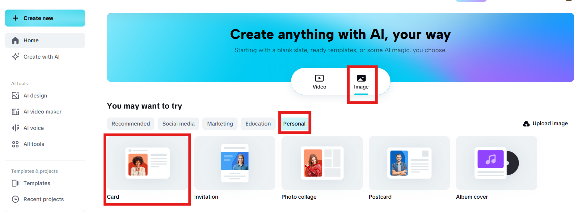Create business card with CapCut