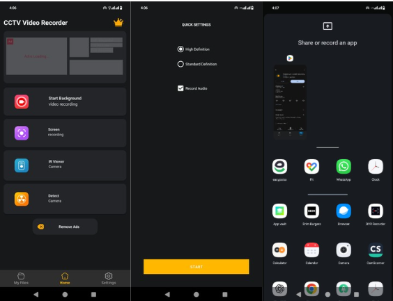 Interface of Hidden Eye - an efficient hidden screen recorder