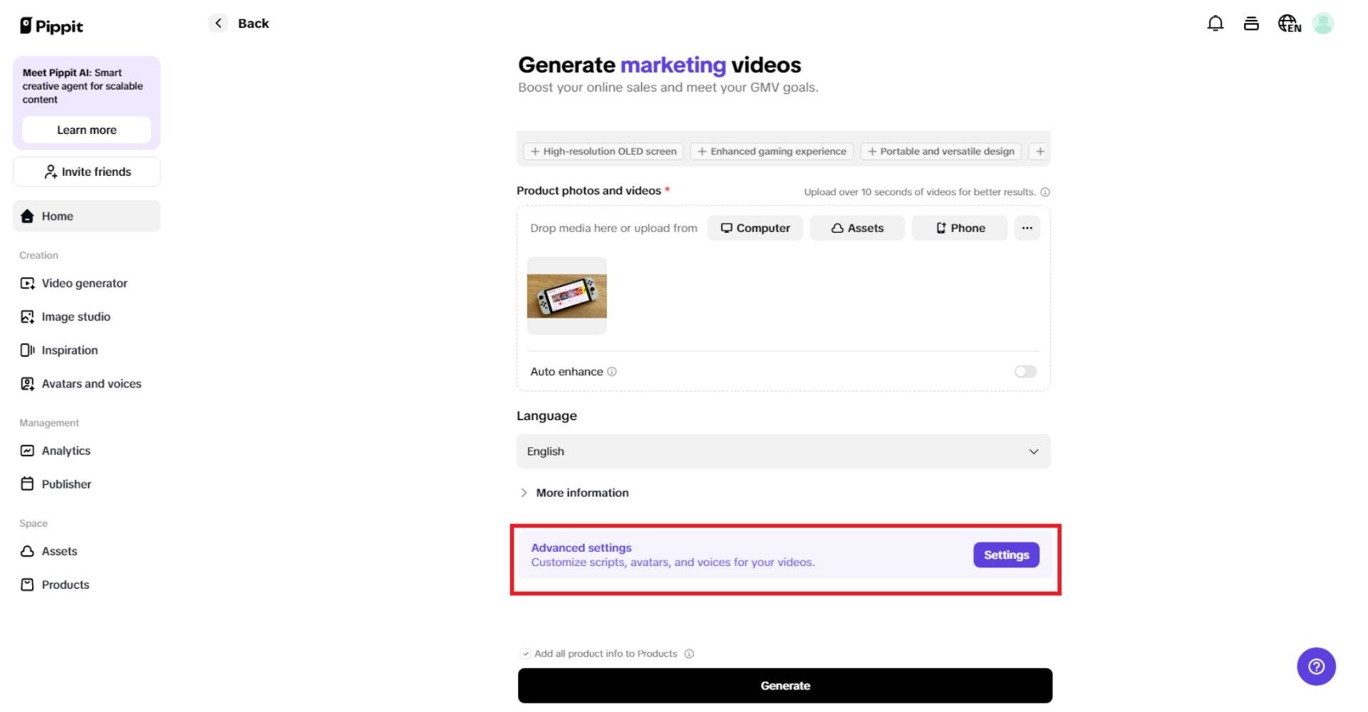 Click on Advanced Settings