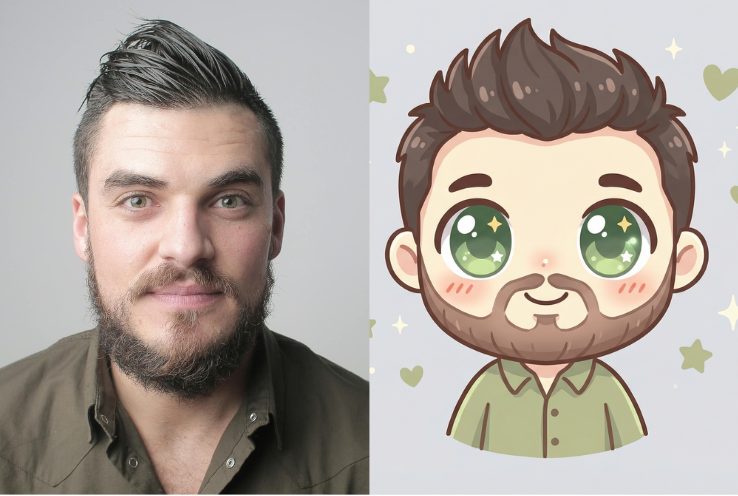 Kawaii chibi-style emoji with shiny big eyes.